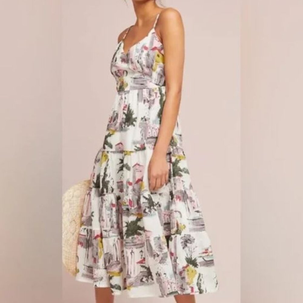 Anthropologie Multicolor Printed Midi Dress